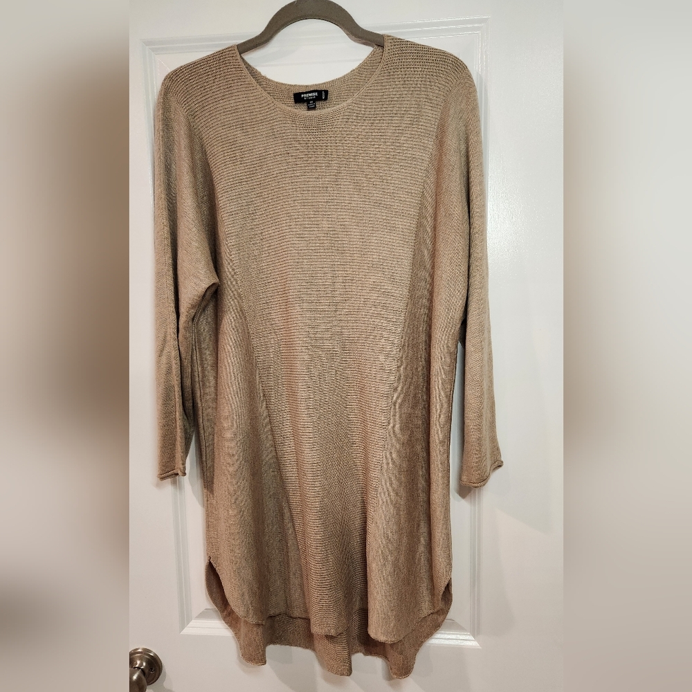 Premise Studio Womens Tan Long Sleeve Sweater 2X